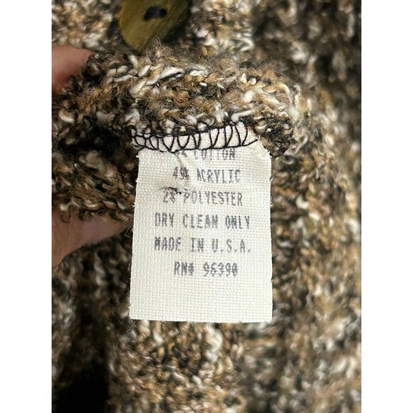 Vintage Cache Brown Faux Fur Collar Button-Up Knit Belted Cardigan Sweater Sz S - Picture 7 of 10